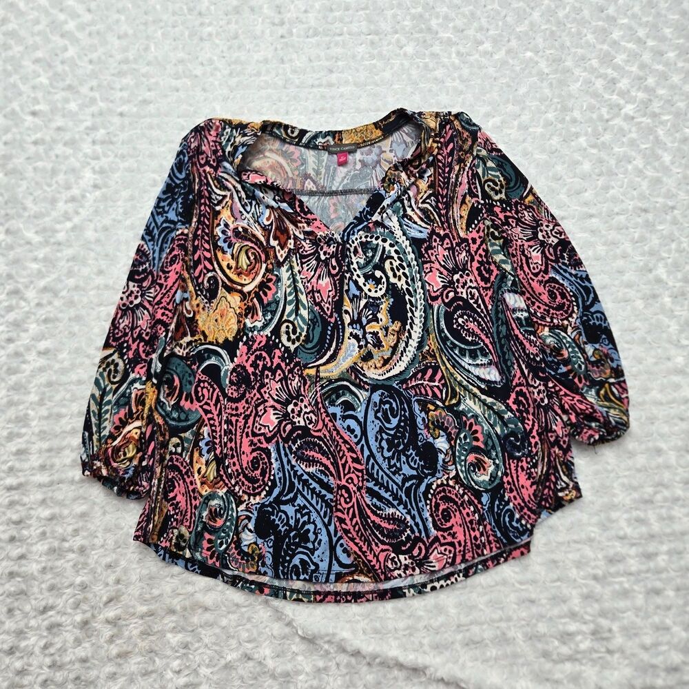 Vince Camuto Blouse Womens XL V-Neck 3/4 Sleeve Stretch